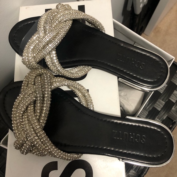 Schutz black crystal sandals. - Picture 3 of 5